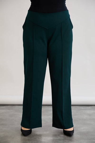 Pantalon marime mare cu croiala larga - verde