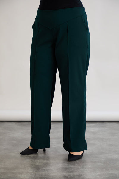 Pantalon marime mare cu croiala larga - verde