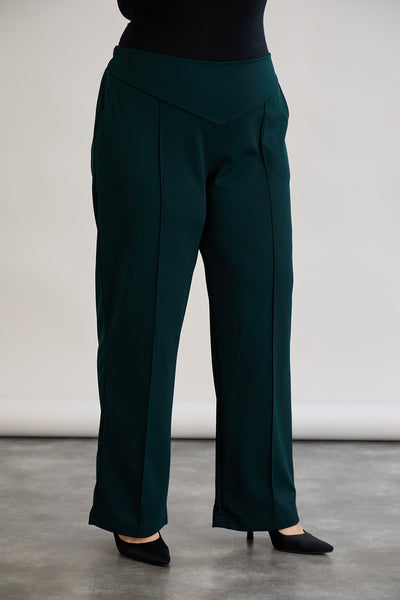 Pantalon marime mare cu croiala larga - verde
