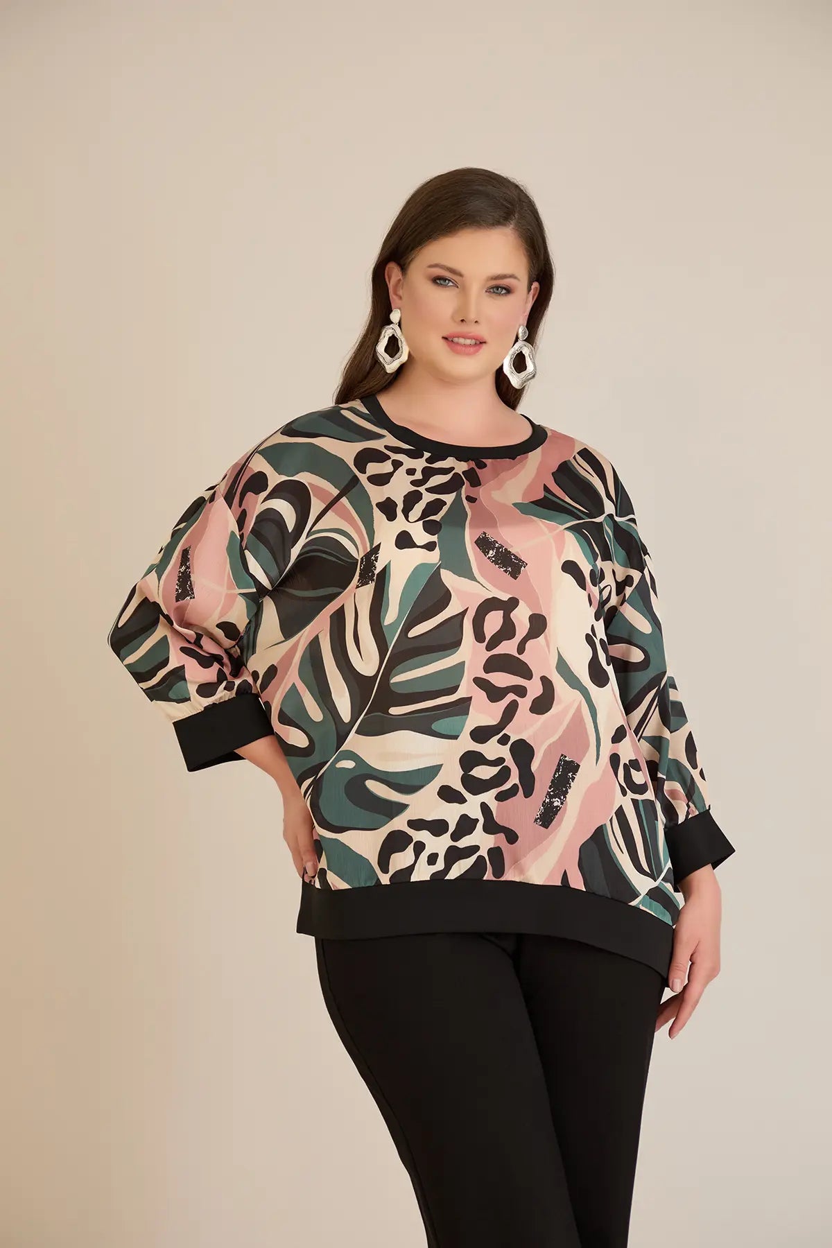 Bluză mărime mare elegantă de toamnă – multicolor