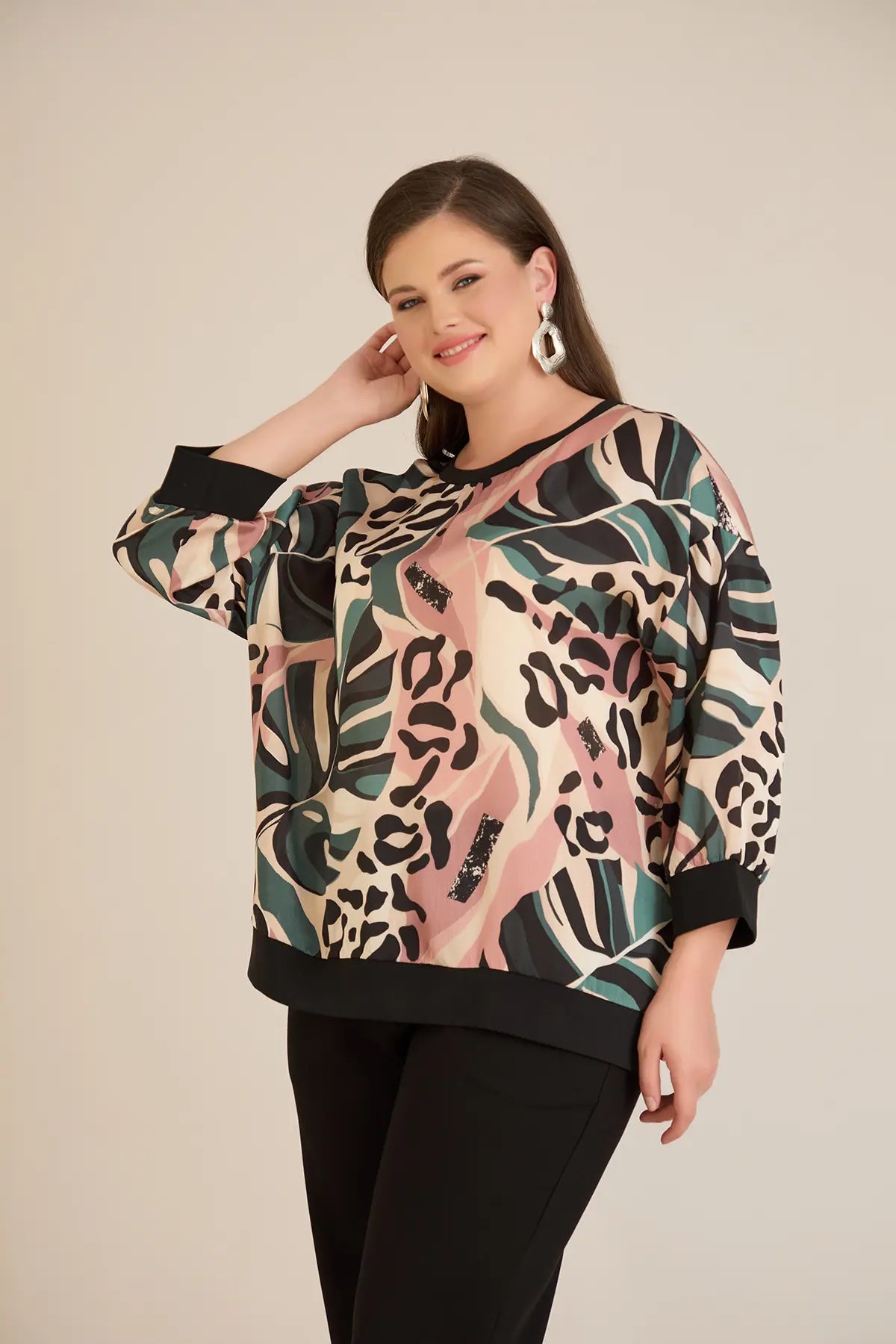 Bluză mărime mare elegantă de toamnă – multicolor