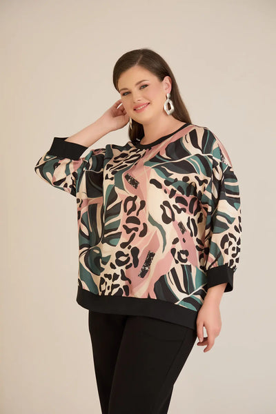 Bluză mărime mare elegantă de toamnă – multicolor