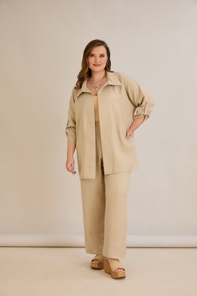 Compleu elegant marime mare cu pietricele delicate - bej