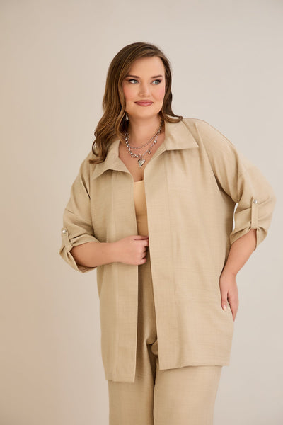 Compleu elegant marime mare cu pietricele delicate - bej
