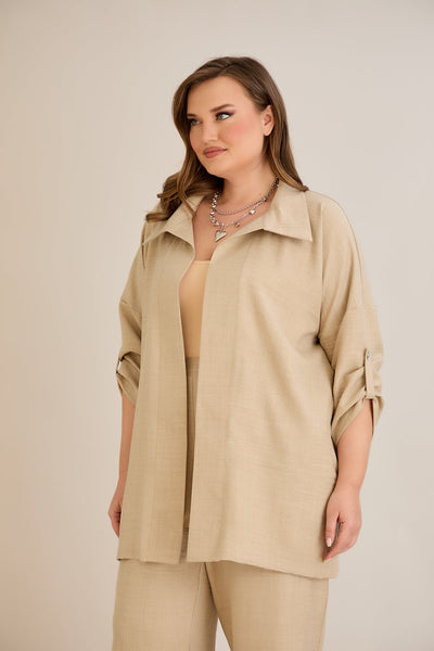 Compleu elegant marime mare cu pietricele delicate - bej