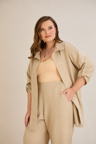 Compleu elegant marime mare cu pietricele delicate - bej