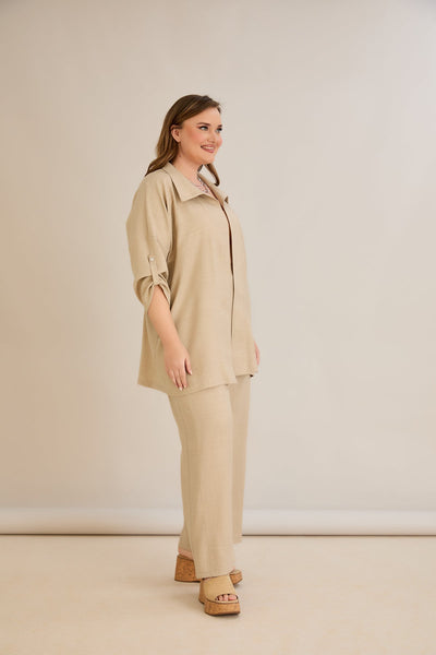 Compleu elegant marime mare cu pietricele delicate - bej