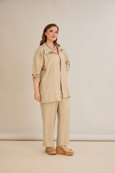 Compleu elegant marime mare cu pietricele delicate - bej
