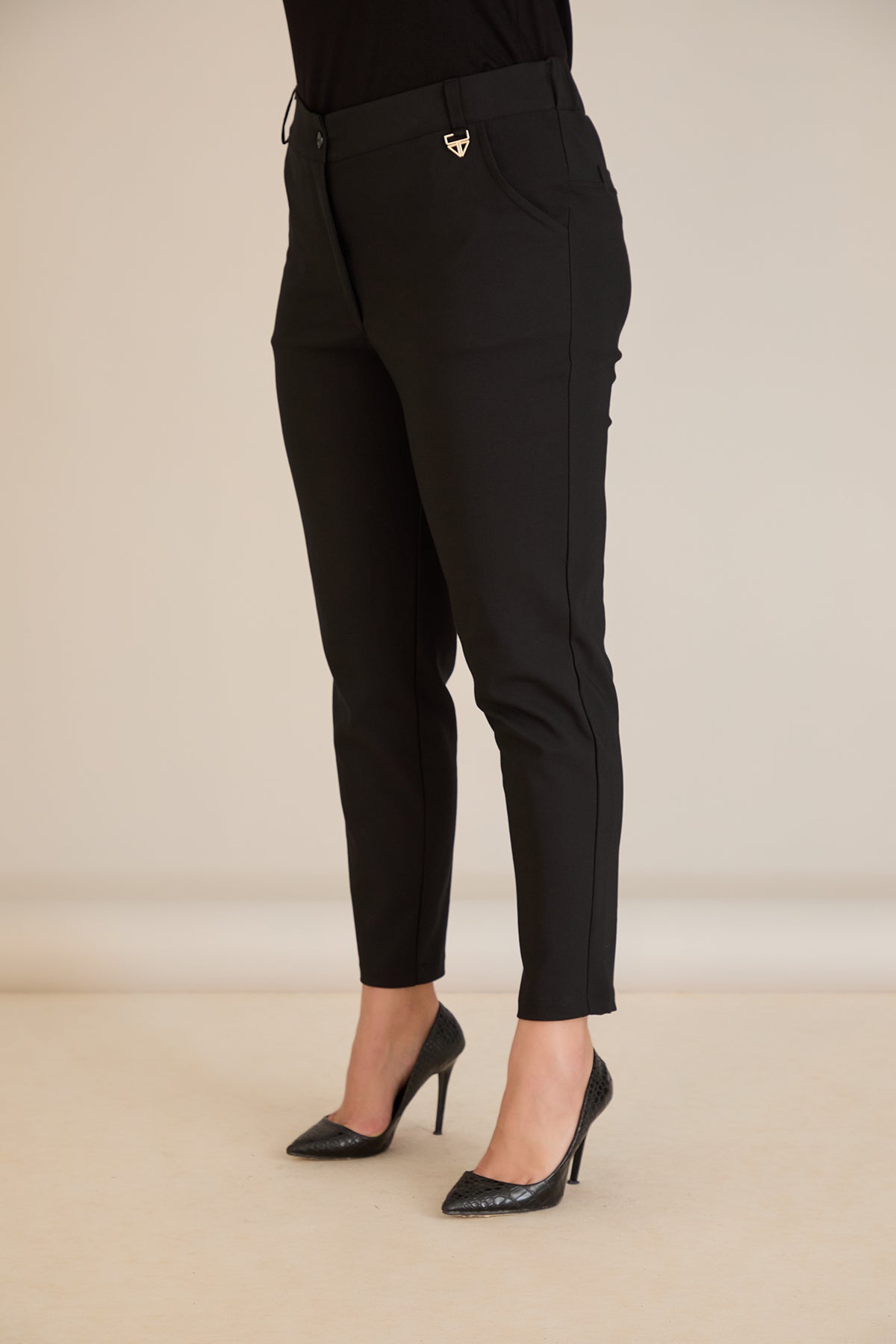 Pantalon marime mare de toamna din bumbac elastic