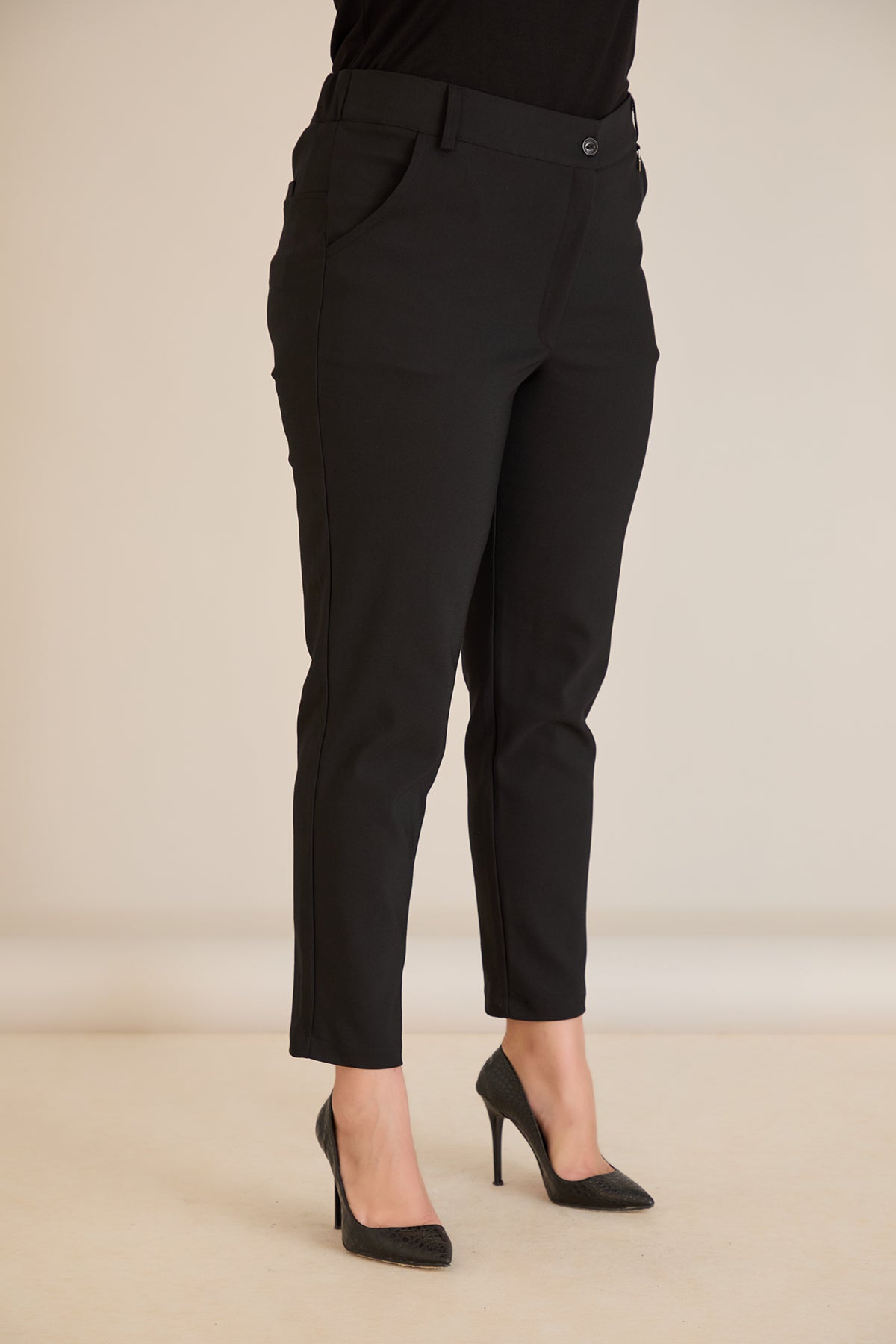 Pantalon marime mare de toamna din bumbac elastic