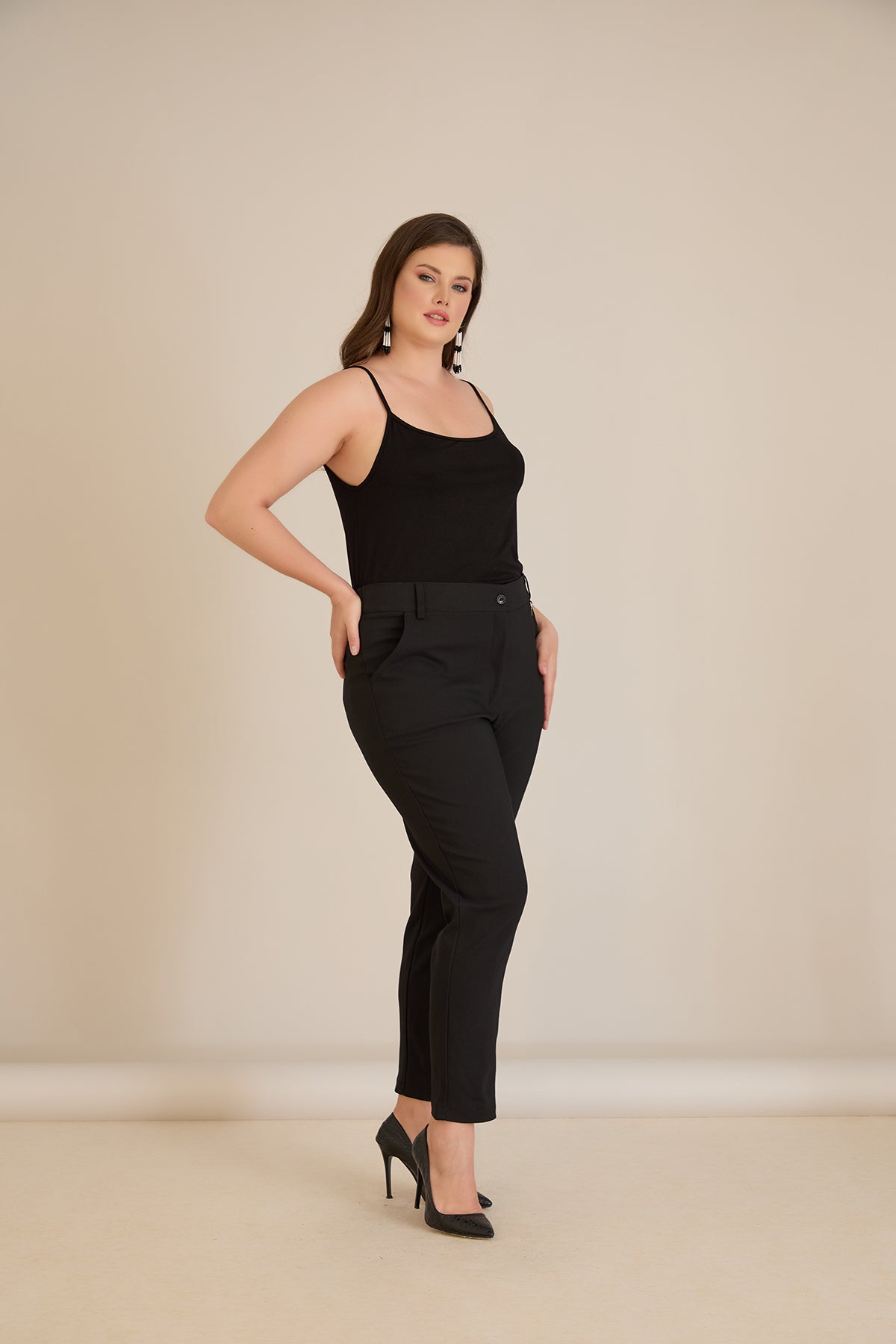Pantalon marime mare de toamna din bumbac elastic