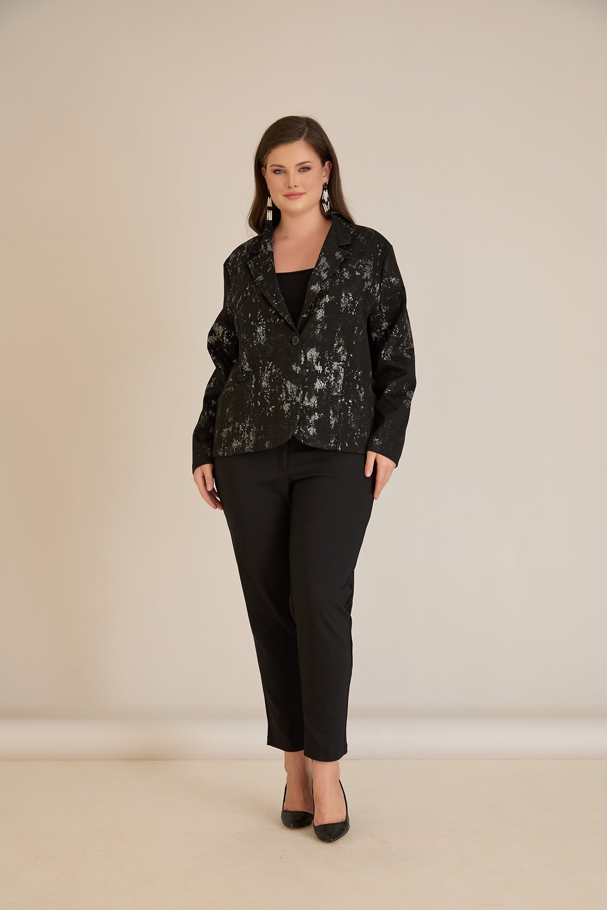 Sacou marime mare elegant cu print deosebit