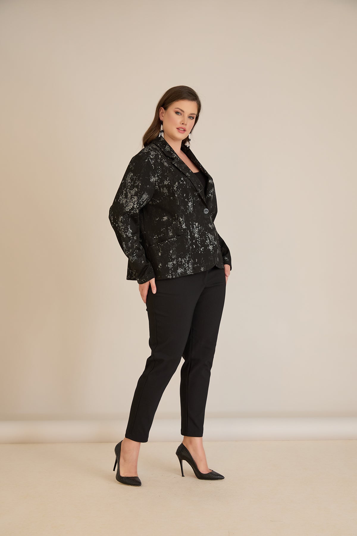 Sacou marime mare elegant cu print deosebit