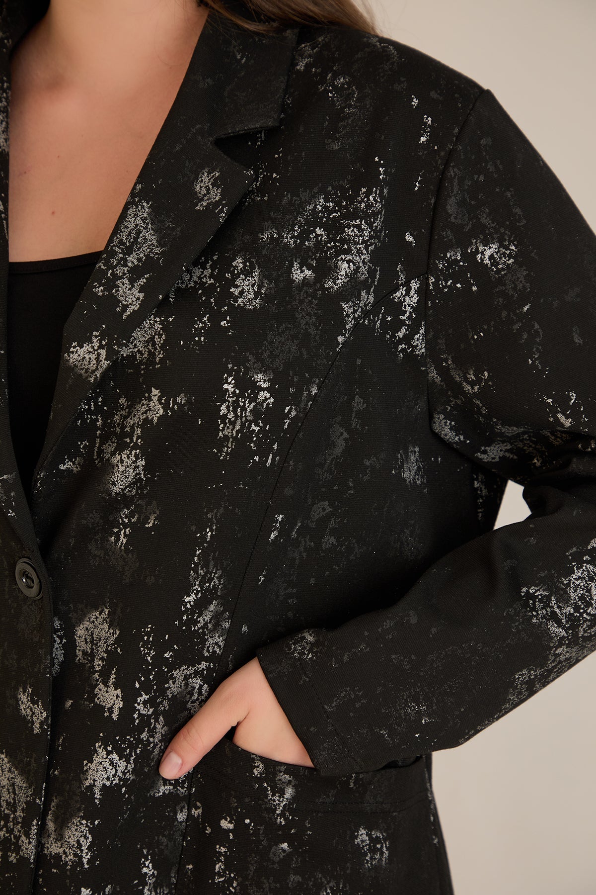 Sacou marime mare elegant cu print deosebit