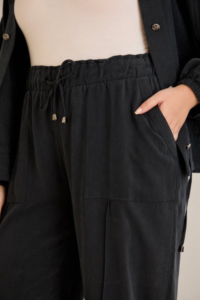 Compleu marime mare din 2 piese pantaloni+jacheta Premium Lyocell - negru 10810