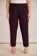 Pantalon mărime mare de vară elastic cu bumbac - bordo