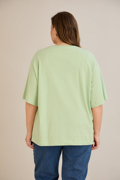 Tricou marime mare supradimensionat din bumbac cu decoratiuni - 10967