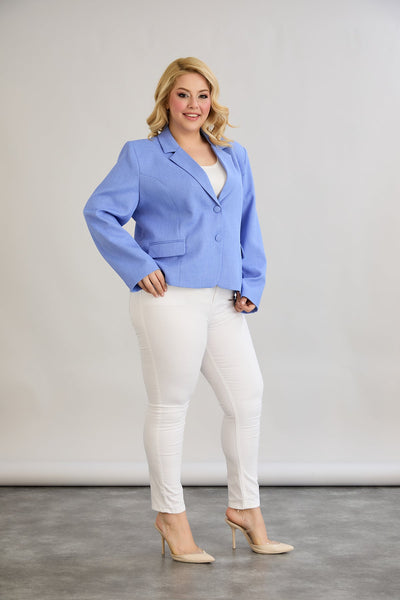 Sacou marime mare modern scurt in-bumbac - albastru