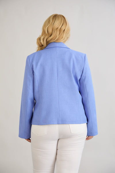 Sacou marime mare modern scurt in-bumbac - albastru