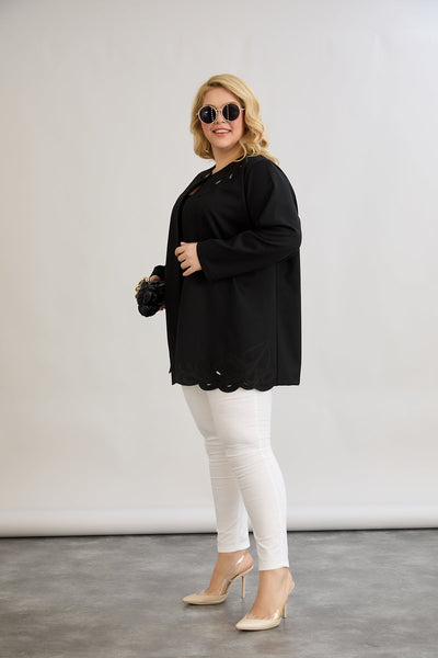 Jacheta eleganta marime mare cu broderie si nasture