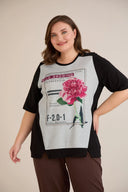 Tricou mărime mare din bumbac cu imprimeu - bujor