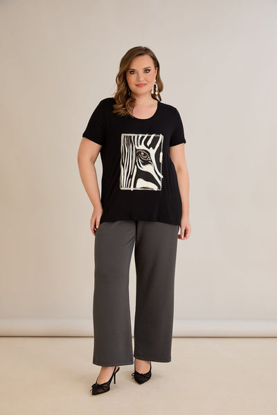 Tricou marime mare din viscoza cu imprimeu pictat I - Zebra 10881