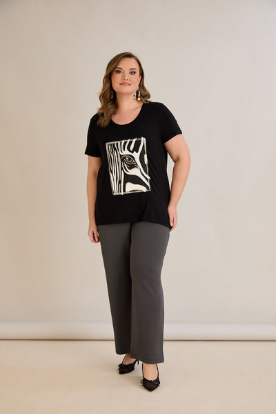 Tricou marime mare din viscoza cu imprimeu pictat I - Zebra 10881