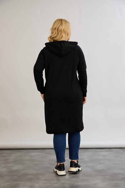 Rochie-tunica marime mare din bumbac cu inscriptie aurie Real Love