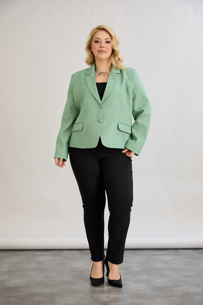 Sacou marime mare modern scurt in-bumbac - verde