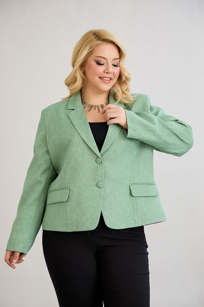 Sacou marime mare modern scurt in-bumbac - verde