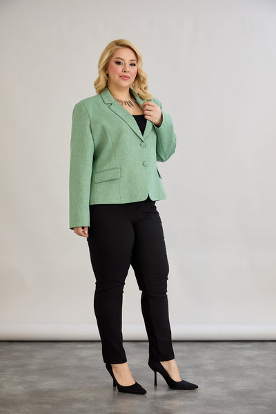 Sacou marime mare modern scurt in-bumbac - verde