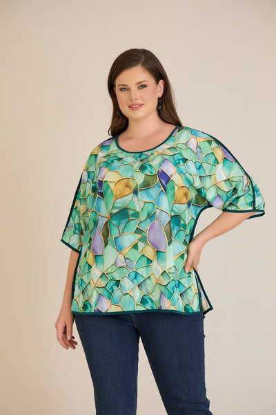 Bluza marime mare cu accent pe spate – Sticla colorata (Vitraj)
