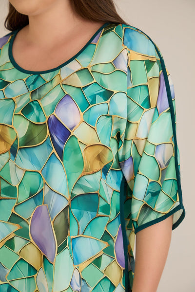 Bluza marime mare cu accent pe spate – Sticla colorata (Vitraj)
