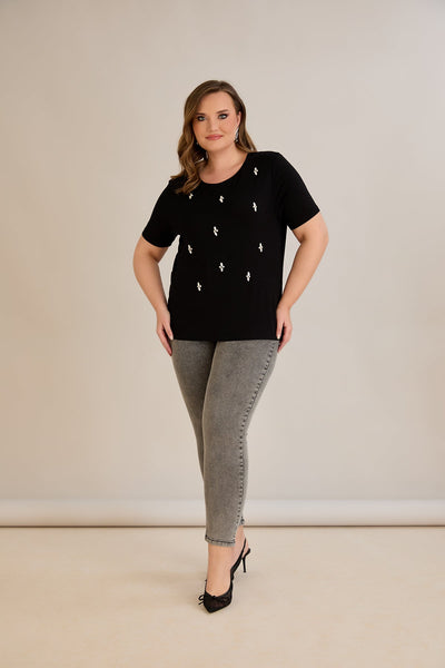 Tricou marime mare din viscoza cu pietre - 10967