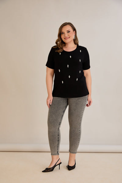 Tricou marime mare din viscoza cu pietre - 10967