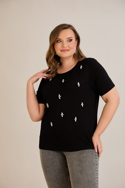 Tricou marime mare din viscoza cu pietre - 10967