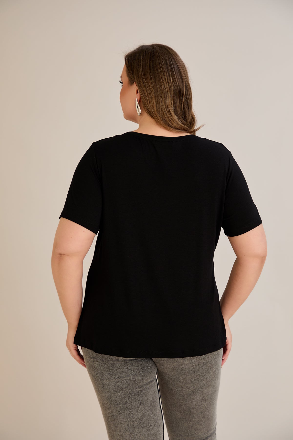 Tricou marime mare din viscoza cu pietre - 10967