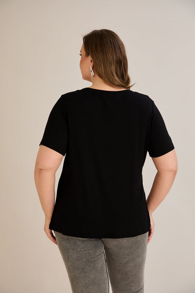 Tricou marime mare din viscoza cu pietre - 10967