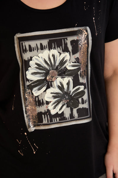 Tricou marime mare din viscoza cu imprimeu pictat III - Margarete 10881
