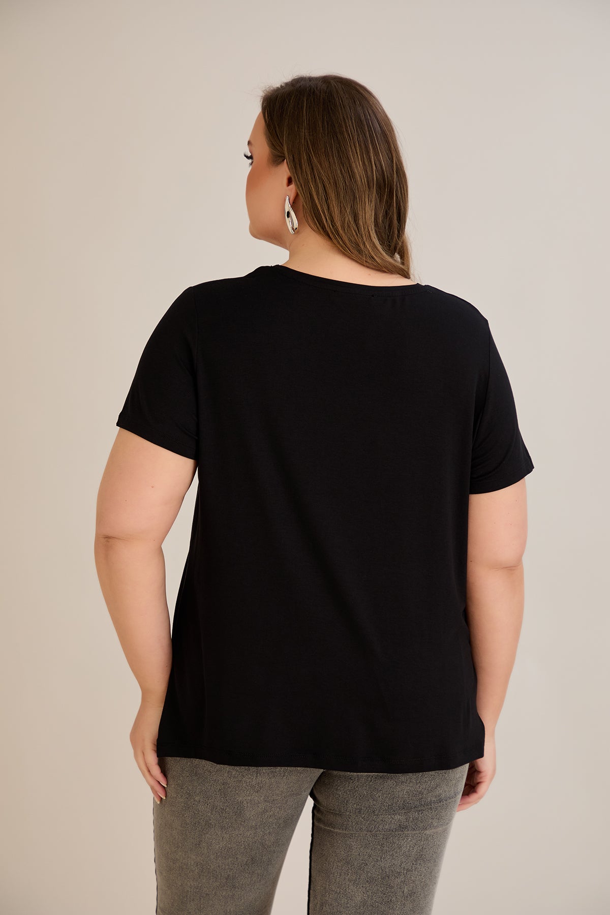 Tricou marime mare din viscoza cu imprimeu pictat III - Margarete 10881