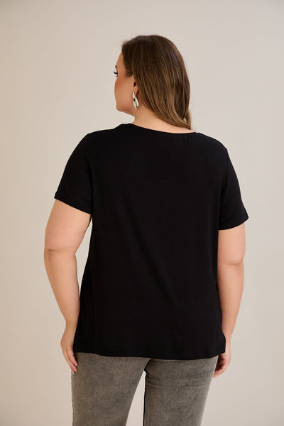 Tricou marime mare din viscoza cu imprimeu pictat III - Margarete 10881