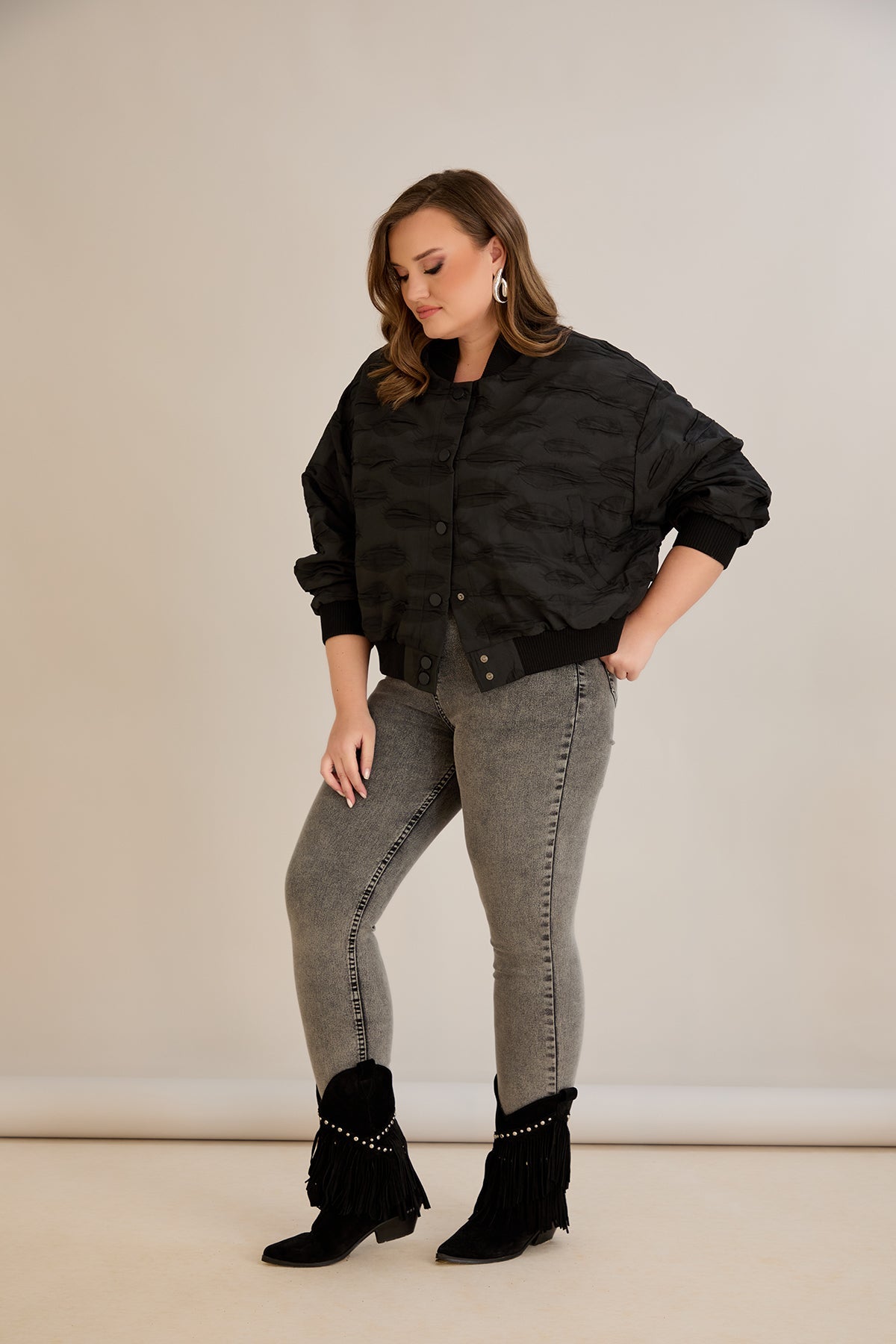 Jacheta marime mare de toamna tip bomber Oversize