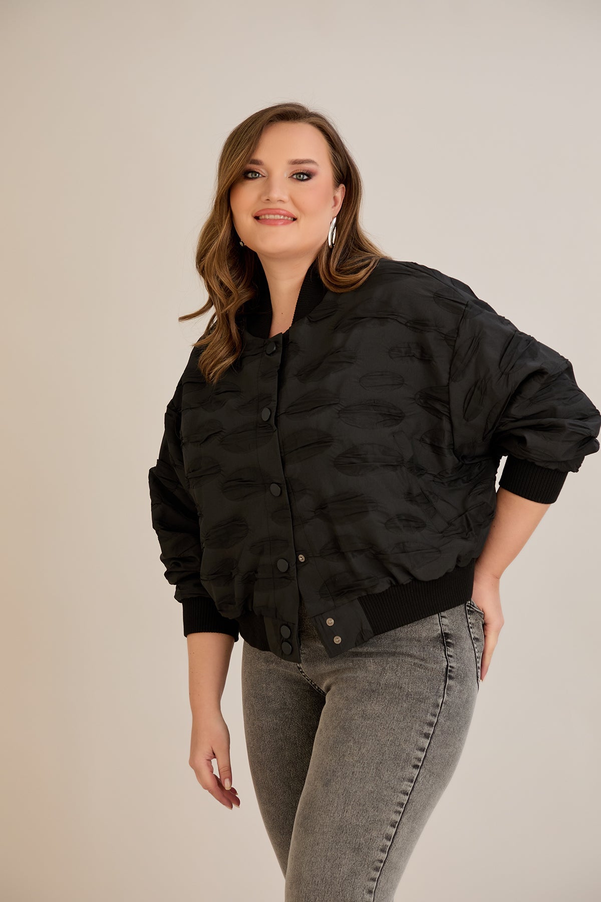 Jacheta marime mare de toamna tip bomber Oversize