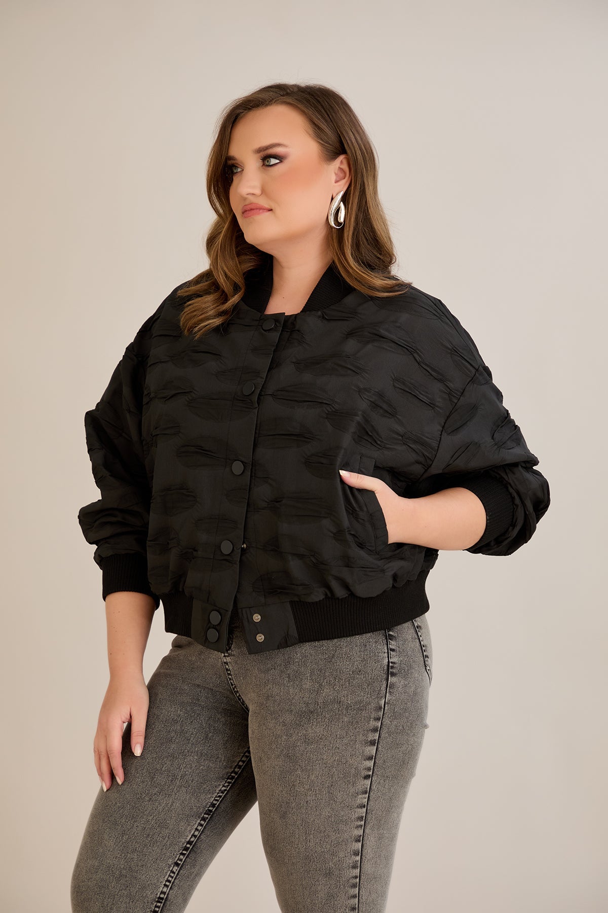 Jacheta marime mare de toamna tip bomber Oversize