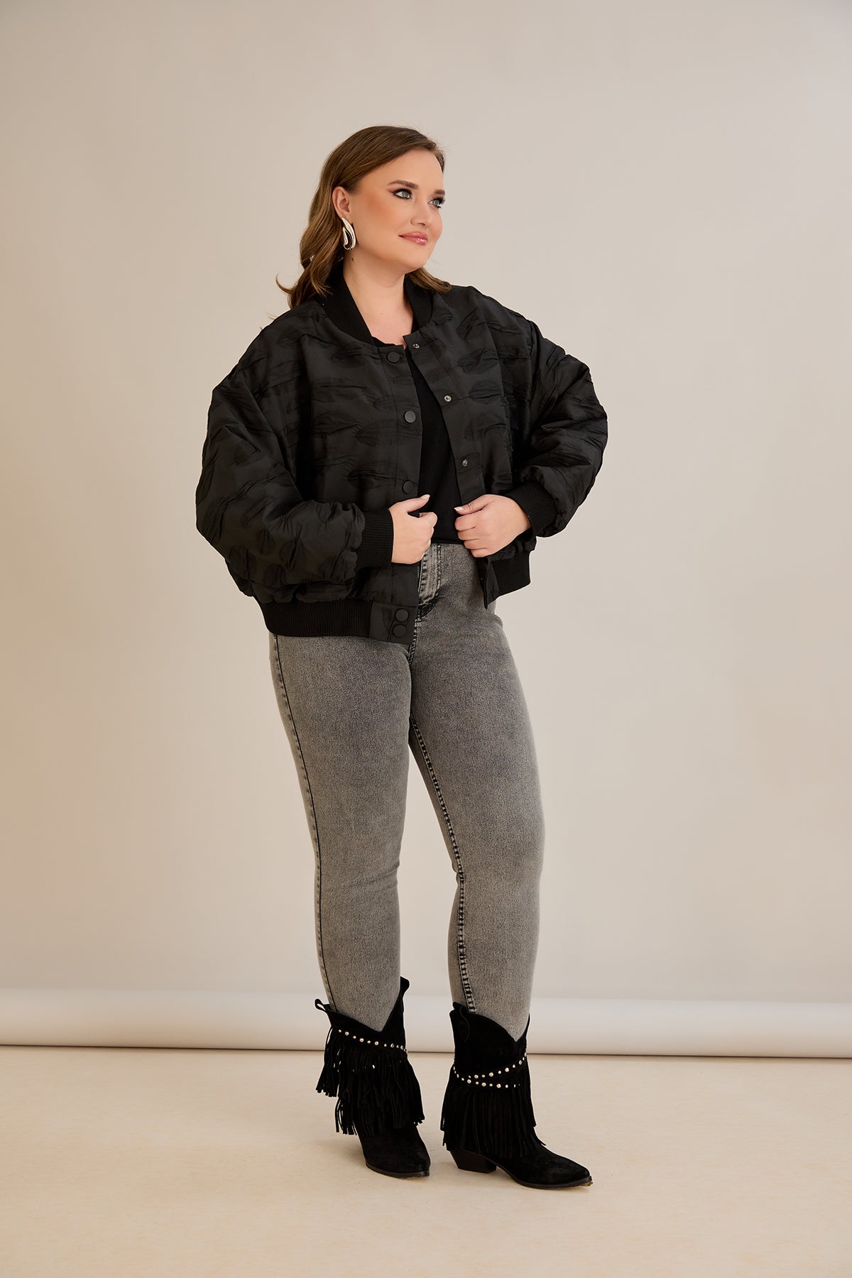 Jacheta marime mare de toamna tip bomber Oversize