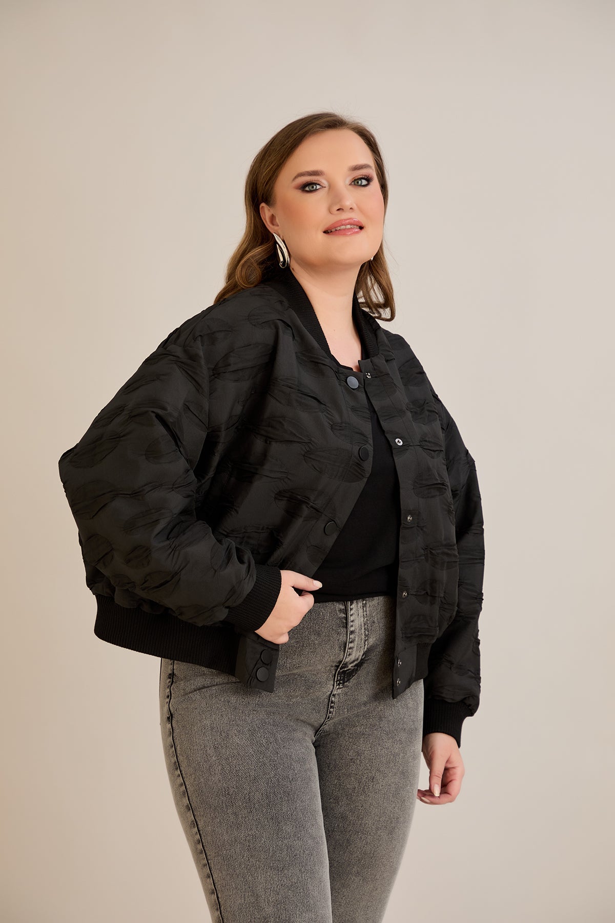 Jacheta marime mare de toamna tip bomber Oversize