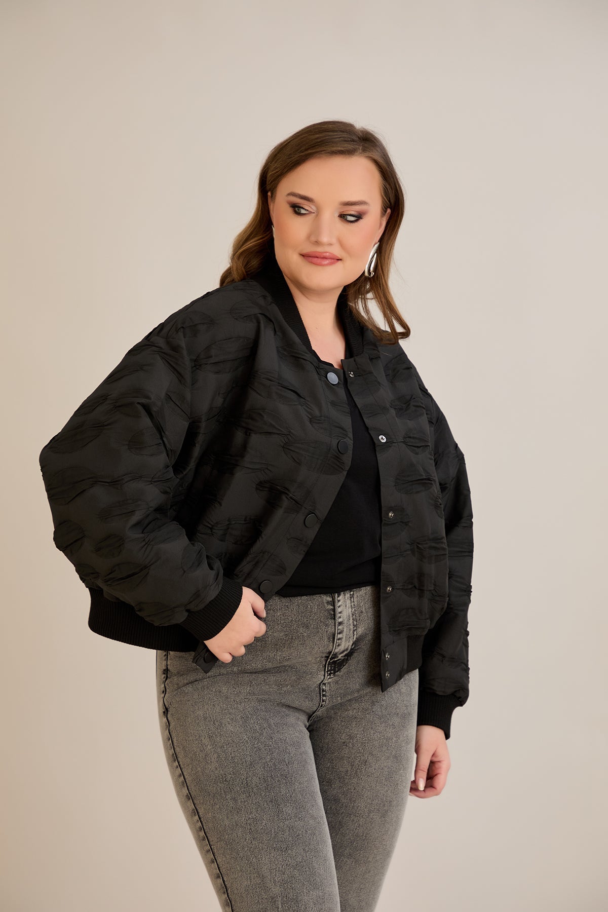 Jacheta marime mare de toamna tip bomber Oversize