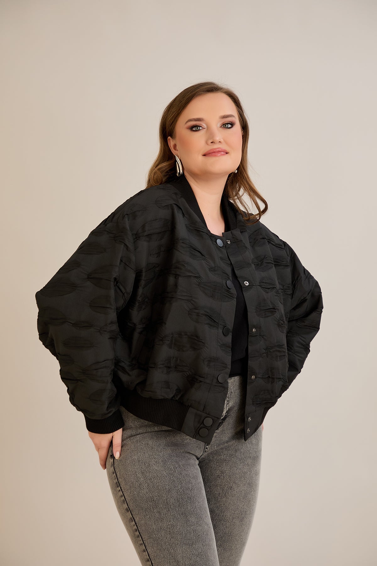 Jacheta marime mare de toamna tip bomber Oversize