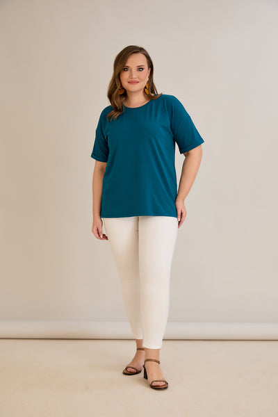 Tricou marime mare din bumbac Clasic - albastru