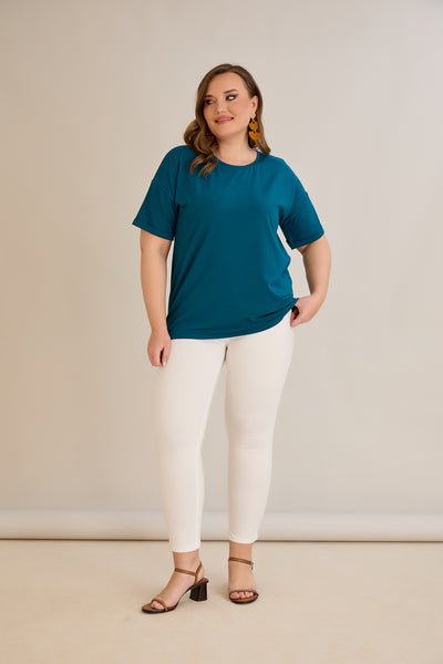 Tricou marime mare din bumbac Clasic - albastru